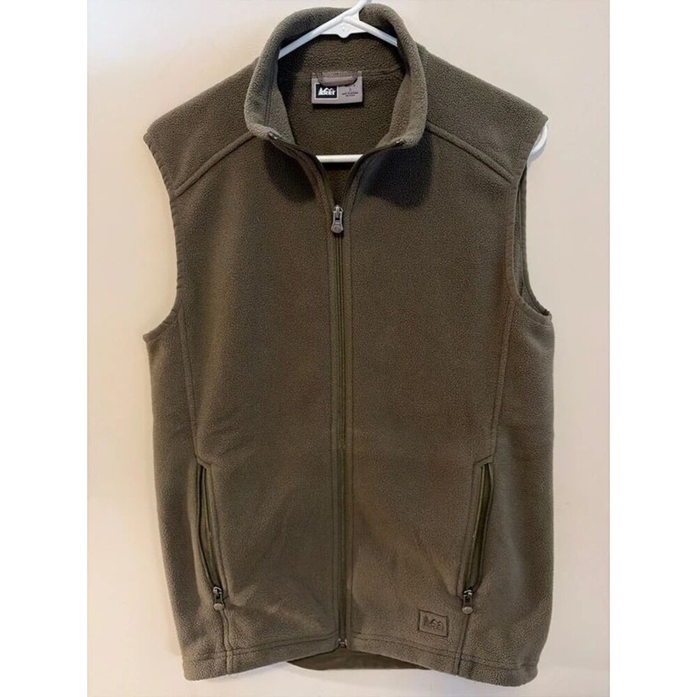 vintage REI Co-op men's green fleece full-zip vest